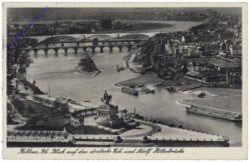 Koblenz, Blick auf das deutsche Eck und Adolf Hitlerbrücke