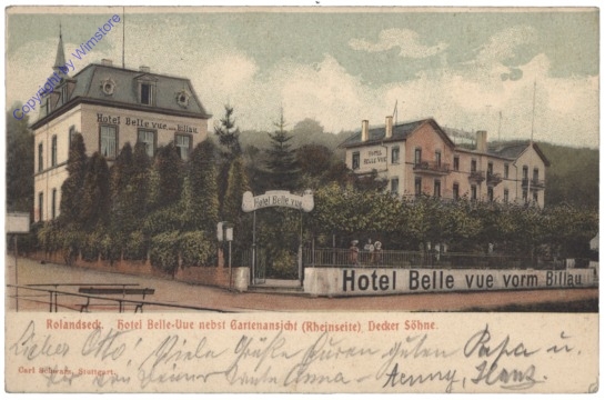 ak127084 Rolandseck, Hotel Belle-Vue nebst Gartenansicht, Decker Söhne