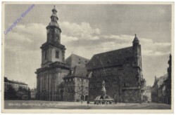 Worms, Marktplatz, Dreifaltigkeitskirche Cornelianum u. Siegfriedbrunnen