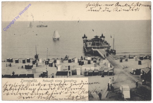 ak127187_2 Insel Usedom, Zinnowitz, Ankunft eines Dampfers