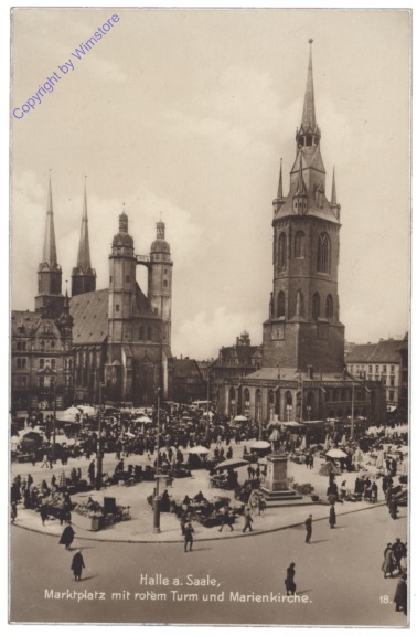 Halle a.d. Saale, Marktplatz mit rotem Turm und Marienkirche