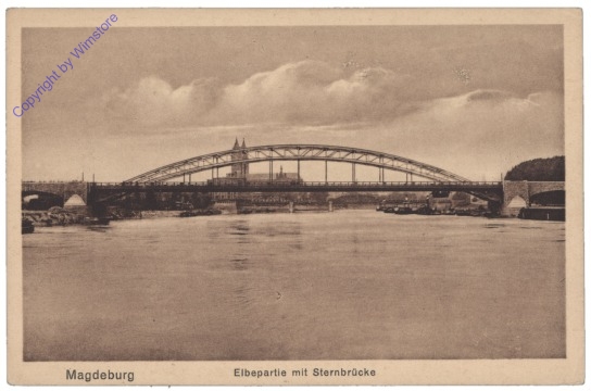 ak127258 Magdeburg, Elbepartie mit Sternbrücke