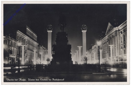 ak127314 Berlin, Unter den Linden, bei Nacht im Festschmuck