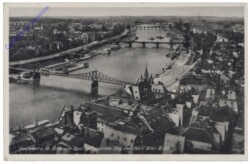 Frankfurt am Main, Blick vom Dom auf eisernen Steg und Adolf-Hitler-Brücke