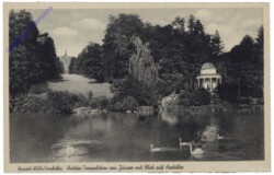 Kassel, Wilhelmshöhe, Antikes Tempelchen von Jussow mit Blick auf Herkules