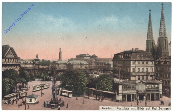 Dresden, Zwinger, Postplatz mit Blick auf Kgl. Zwinger