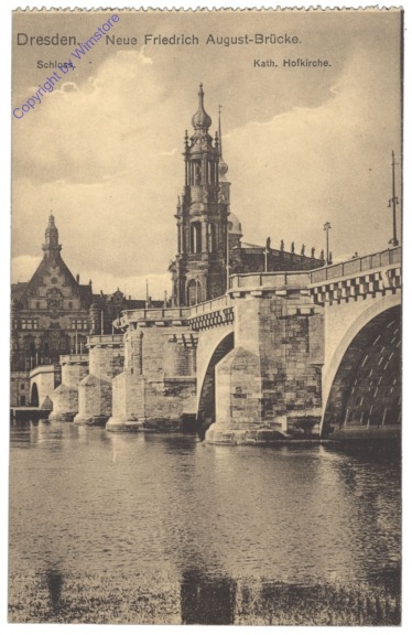 Dresden, Neue Friedrich August-Brücke, Schloss, Kath. Hofkirche