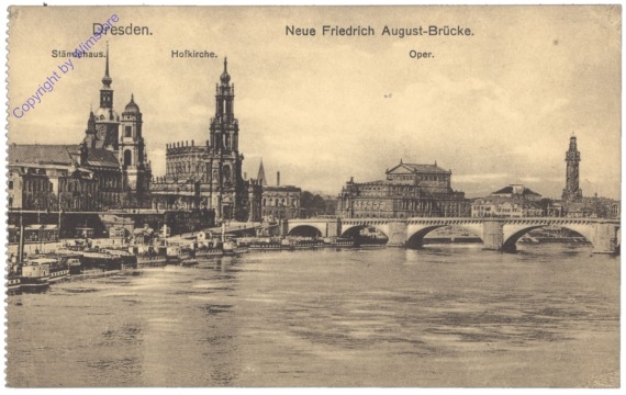 Dresden, Neue Friedrich August-Brücke, Ständehaus, Hofkirche, Oper