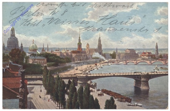 Dresden, Carola- und Friedrich August-Brücke und Altstadt