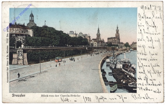Dresden, Carolabrücke, Blick von der Brücke
