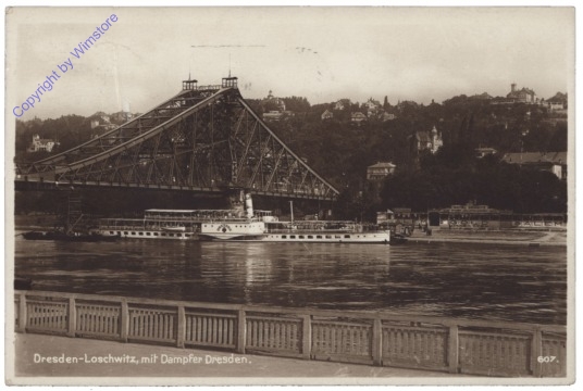 Dresden, Loschwitz, mit Dampfer Dresden