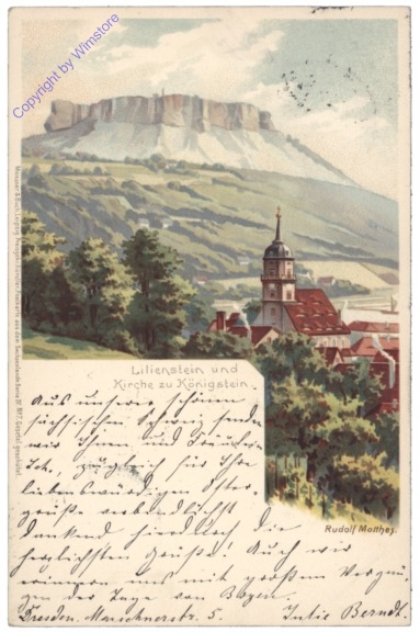 Königstein, Lilienstein und Kirche zu Königstein