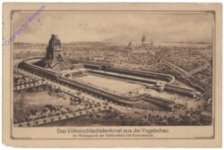 Leipzig, Völkerschlachtdenkmal, im Hintergrund der Südfriedhof mit Krematorium
