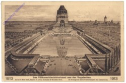 Leipzig, Völkerschlachtdenkmal, im Hintergrund rechts Friedhofskapelle mit Krematorium