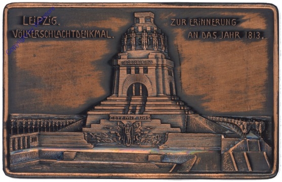 Leipzig, Völkerschlachtdenkmal, Metallpostkarte
