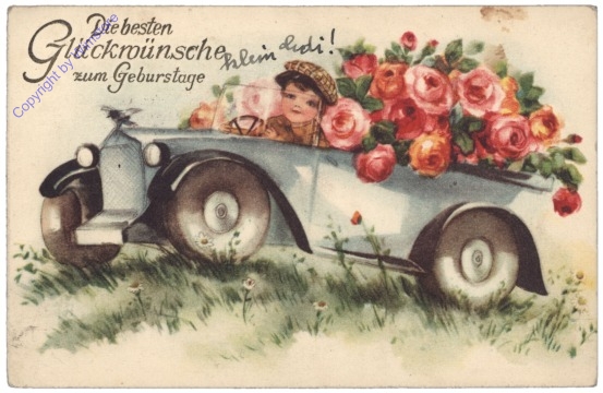Auto mit Blumen, Geburtstag