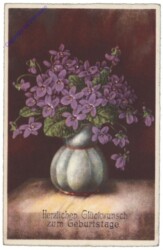 ak128254 Veilchen in Vase, Geburtstag