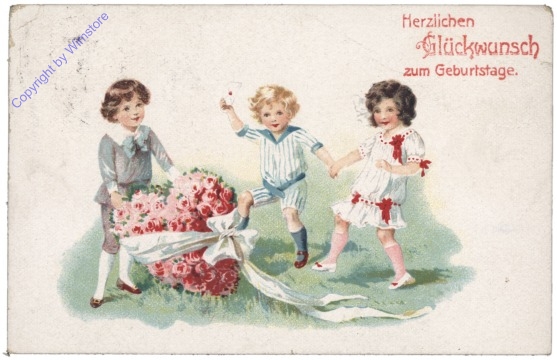 ak128277_1 Kinder mit Rosenherz, Geburtstag