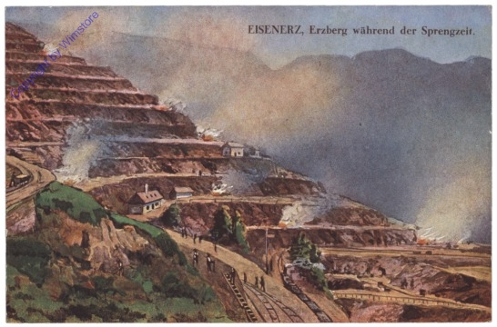 Eisenerz, Erzbergabbau während der Sprengzeit