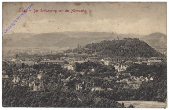 Graz, Der Schlossberg von der Hilmwarte