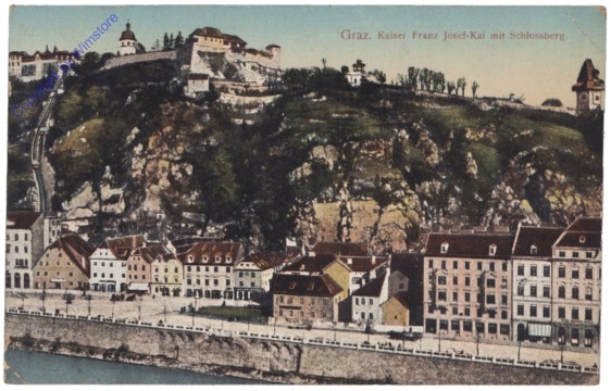 Graz, Kaiser Franz Josef-Kai mit Schlossberg