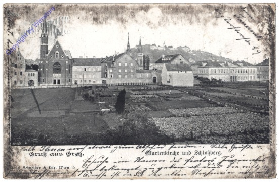 Graz, Marienkirche und Schlossberg