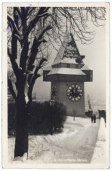 Graz, Uhrturm im Winter