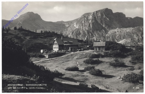Hochschwab, Sonnschienhütte mit Ebenstein u. Graserwand