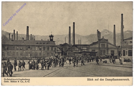 Kapfenberg, Gußstahlwerk Kapfenberg Gebr. Böhler & Co., AG. Blick auf das Dampfhammerwerk