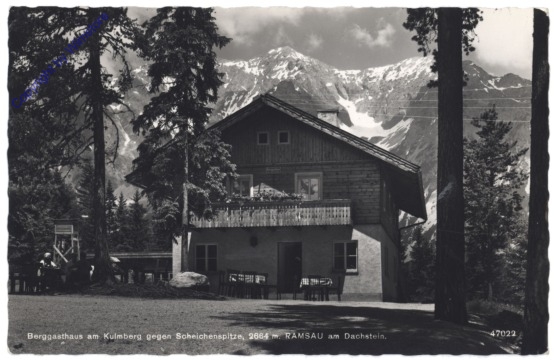 Kulm, Berggasthaus am Kulmberg gegen Scheichenspitze am Dachstein