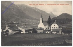 Kulm, Gruss aus der Ramsau - katholische Kirche und Pfarrhof in Kulm