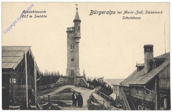 ak129237 Mariazell, Bürgeralpe, Aussichtswarte, Schutzhaus