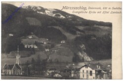Mürzzuschlag, Evangelische Kirche mit Hotel Lambach