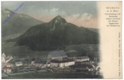 Neuberg, Calvarienberg mit Erzherzog Johann-Denkmal und Kaiserl. Jagdschloss mit Stiftskirche