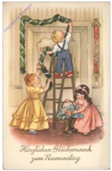 Kinder schmücken den Raum, Namenstag