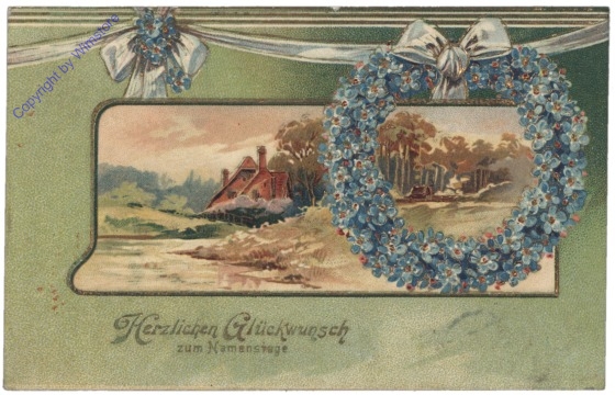 Landschaft mit  Vergissmeinnicht, Namenstag