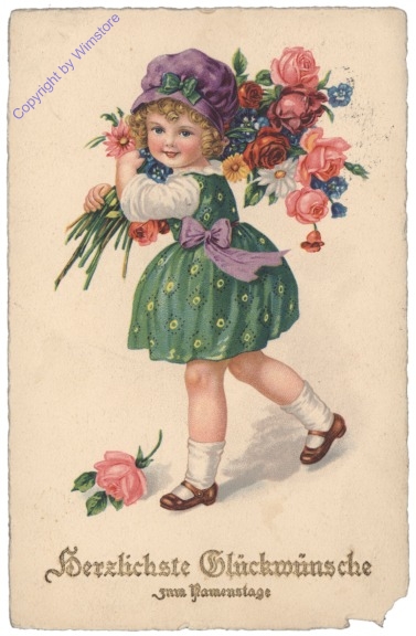 Mädchen mit Blumenstrauß, Namenstag