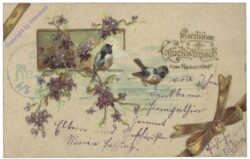 ak129875 Vögel mit Blumen, Namenstag