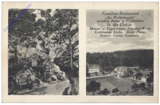 Baden, Familien-Restaurant "Zur Waldschnepfe" zwischen Baden und Pfaffenstätten
