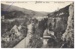 Baden, Helenental von der Ziehrerhöhe aus. Ruine Rauhenstein