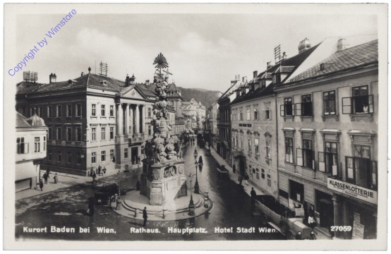 Baden, Rathaus, Hauptplatz, Hotel Stadt Wien