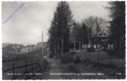 Breitenstein, Speckbacherhütte am Kreuzberg, Ausblick gegen die Rax