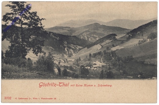 Breitenstein, Göstritz-Thal mit Ruine Klamm u. Schneeberg