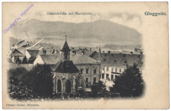 ak130795 Gloggnitz, Ottmarkirche mit Marktplatz