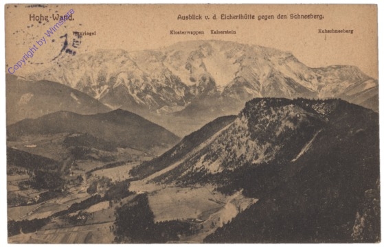 Hohe Wand, Ausblick v.d. Eicherthütte gegen den Schneeberg