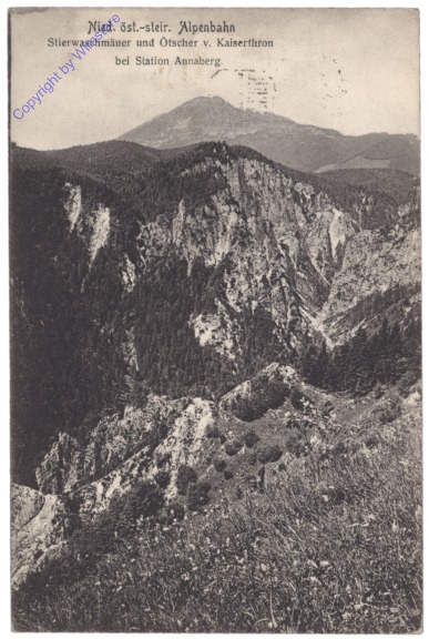 ak132098 Ötscher, Stierwaschmäuer und Ötscher v. Kaiserthron bei Station Annaberg