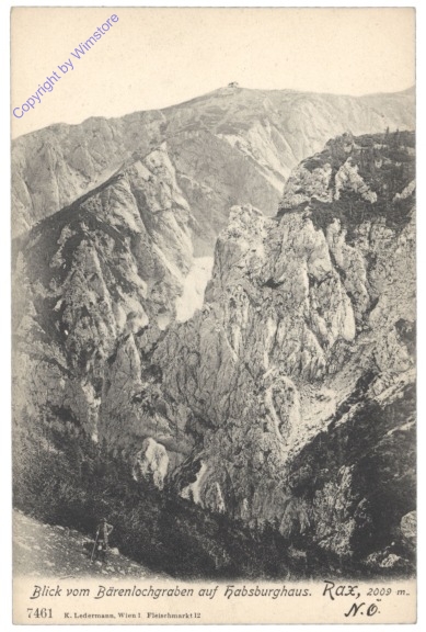 Rax, Blick vom Bärenlochgraben auf Habsburghaus