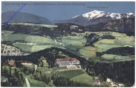 Semmering, Blick vom Silberer-Schlösschen auf Kurhaus Semmering