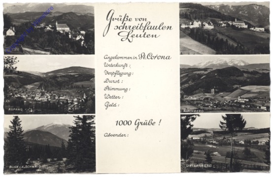 St. Corona, Grüße von schreibfaulen Leuten