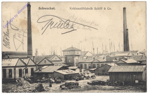 Schwechat, Kohlenstiftfabrik Schiff & Co.
